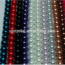 high quality shinning white color round glass pearl